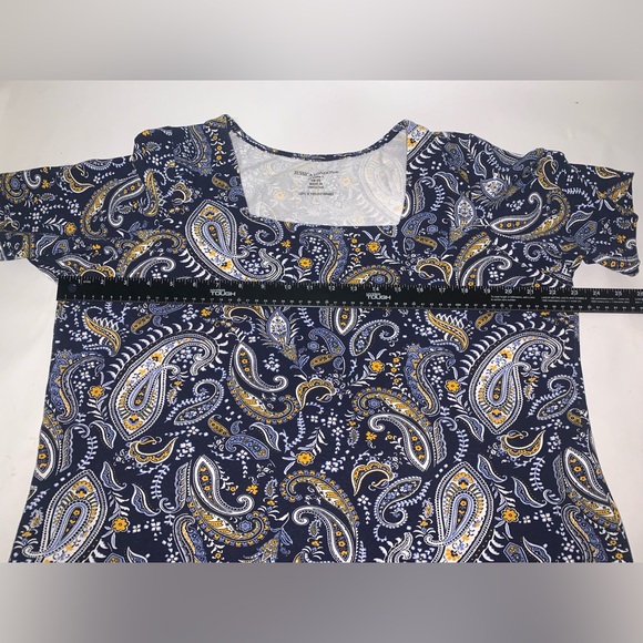 Jessica London Navy Paisley Short Sleeve Top - Picture 5 of 6
